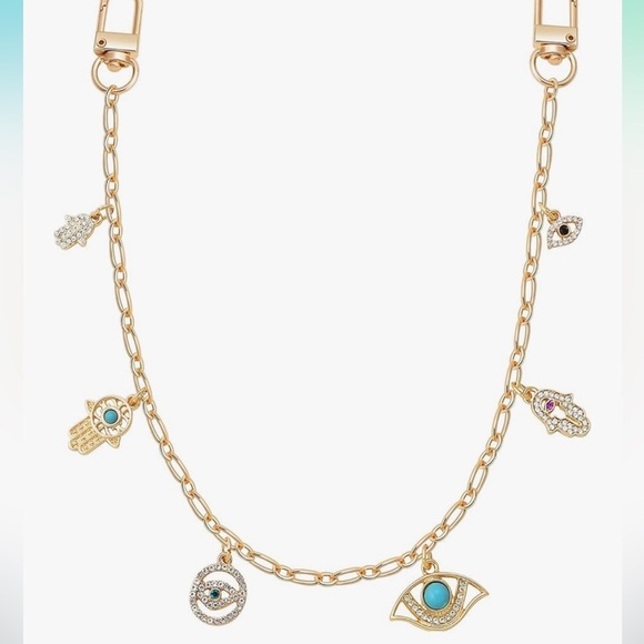 Evil eye hamsa hand gold link bag clip on charms accessories - Picture 3 of 4